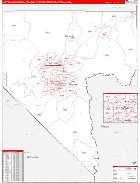 Las Vegas-Henderson-Paradise Metro Area Wall Map